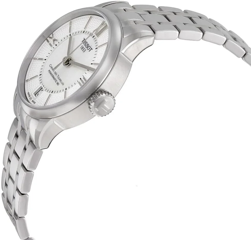 ساعت مچی زنانه تیسوت مدل Chemin des Tourelles Powermatic 80 Lady، بدنه استیل ضد زنگ 316L، اتوماتیک، خاکستری، استیل ضد زنگ، 16 (T0992071111800)، خاکستری، موتور کوارتز