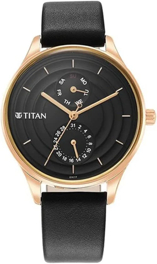 ساعت مچی آنالوگ تیتان با صفحه مشکی زنانه - NR2670WL07
