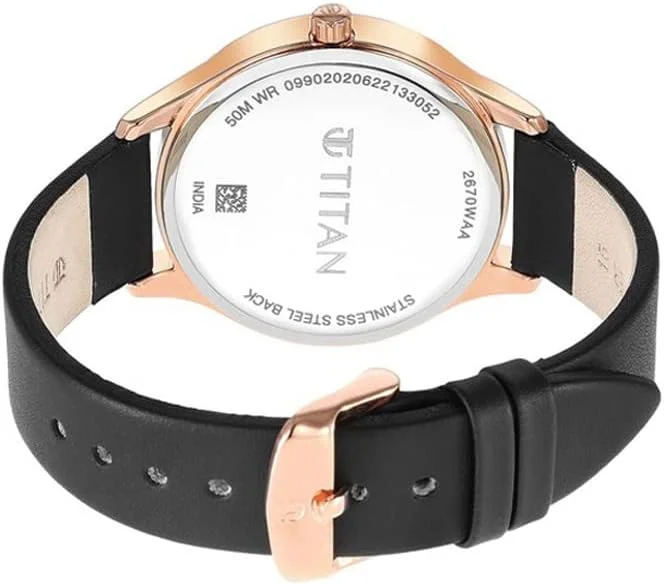 ساعت مچی آنالوگ تیتان با صفحه مشکی زنانه - NR2670WL07 ساعت مچی آنالوگ تیتان با صفحه مشکی زنانه - NR2670WL07