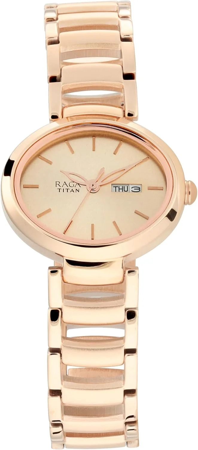 ساعت مچی زنانه تایتان مدل ویوا آنالوگ با صفحه رزگلد و بند فلزی رزگلد - Nm2620Wm01 / Nl2620Wm01/Nr2620Wm01