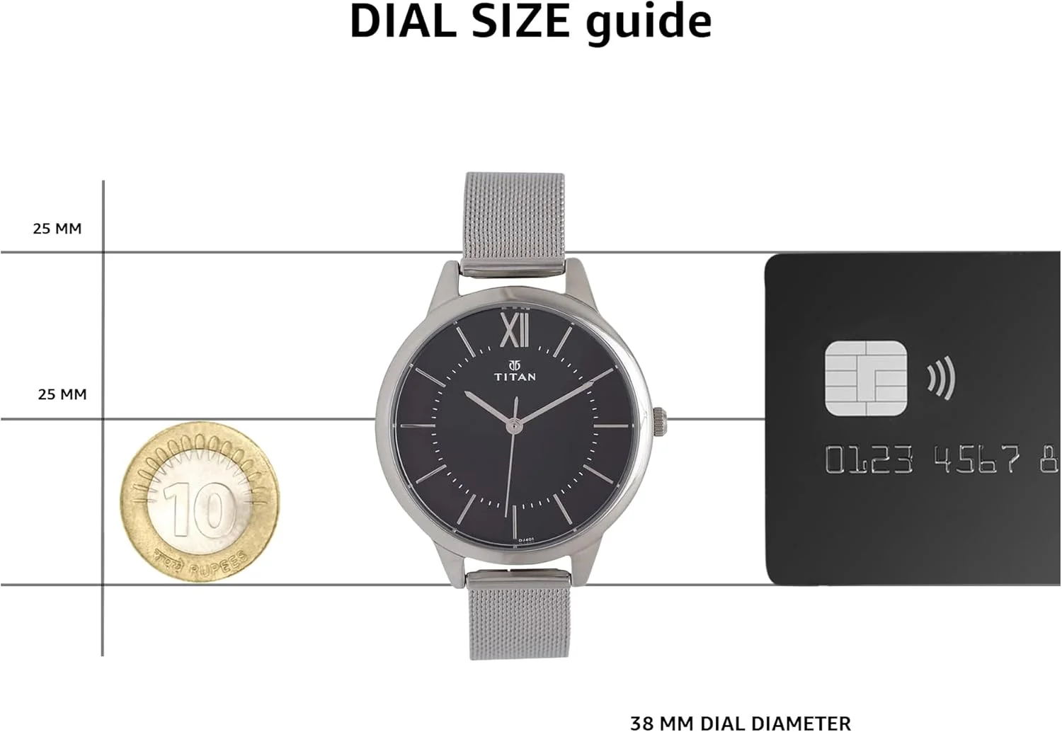 ساعت مچی آنالوگ زنانه تیتان با صفحه مشکی - NR2617SM01