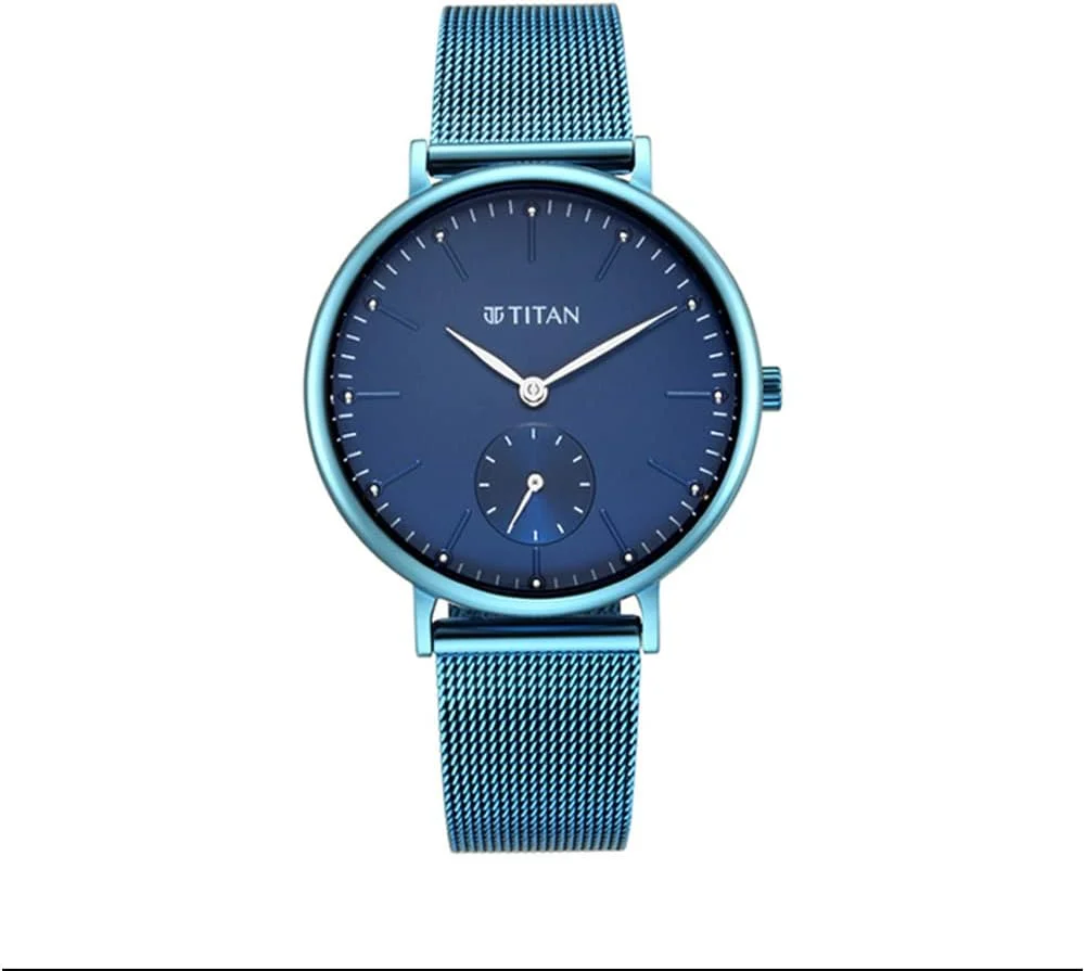 ساعت مچی آنالوگ زنانه تیتان با صفحه آبی - 95142QM01/NP95142QM01
