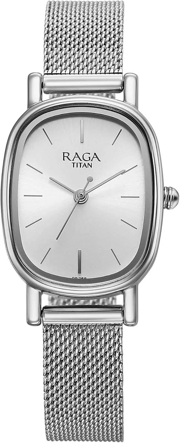 ساعت آنالوگ زنانه تایتان راگا مدل Oval، نقره ای سفید/نقره ای