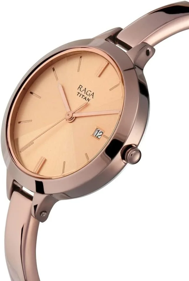 ساعت مچی آنالوگ زنانه تایتان مدل Raga Viva با صفحه سفید - NL2578QM01/NR2578QM01
