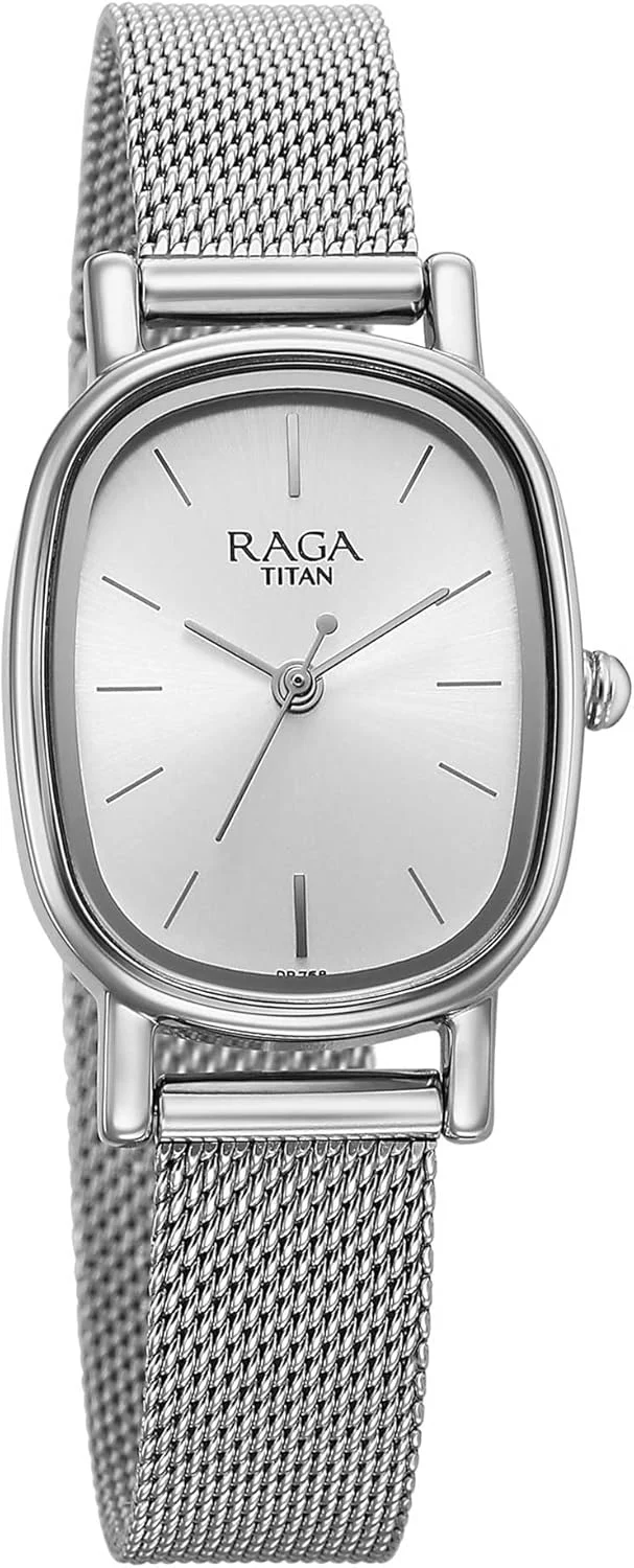 ساعت آنالوگ زنانه تایتان راگا مدل Oval، نقره ای سفید/نقره ای