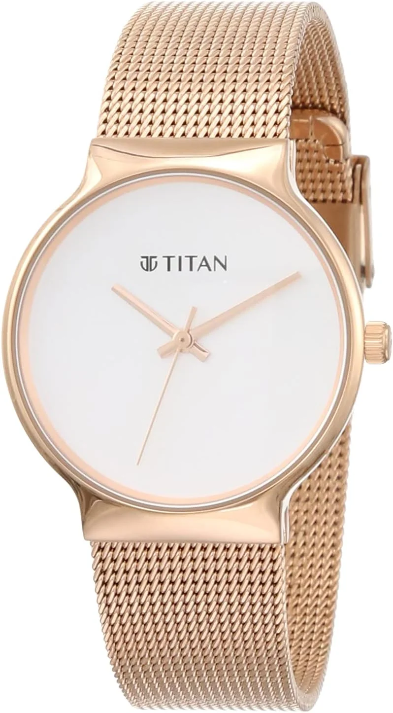 ساعت آنالوگ تیتان با صفحه سفید نقره ای برای بانوان - NR95141WM01