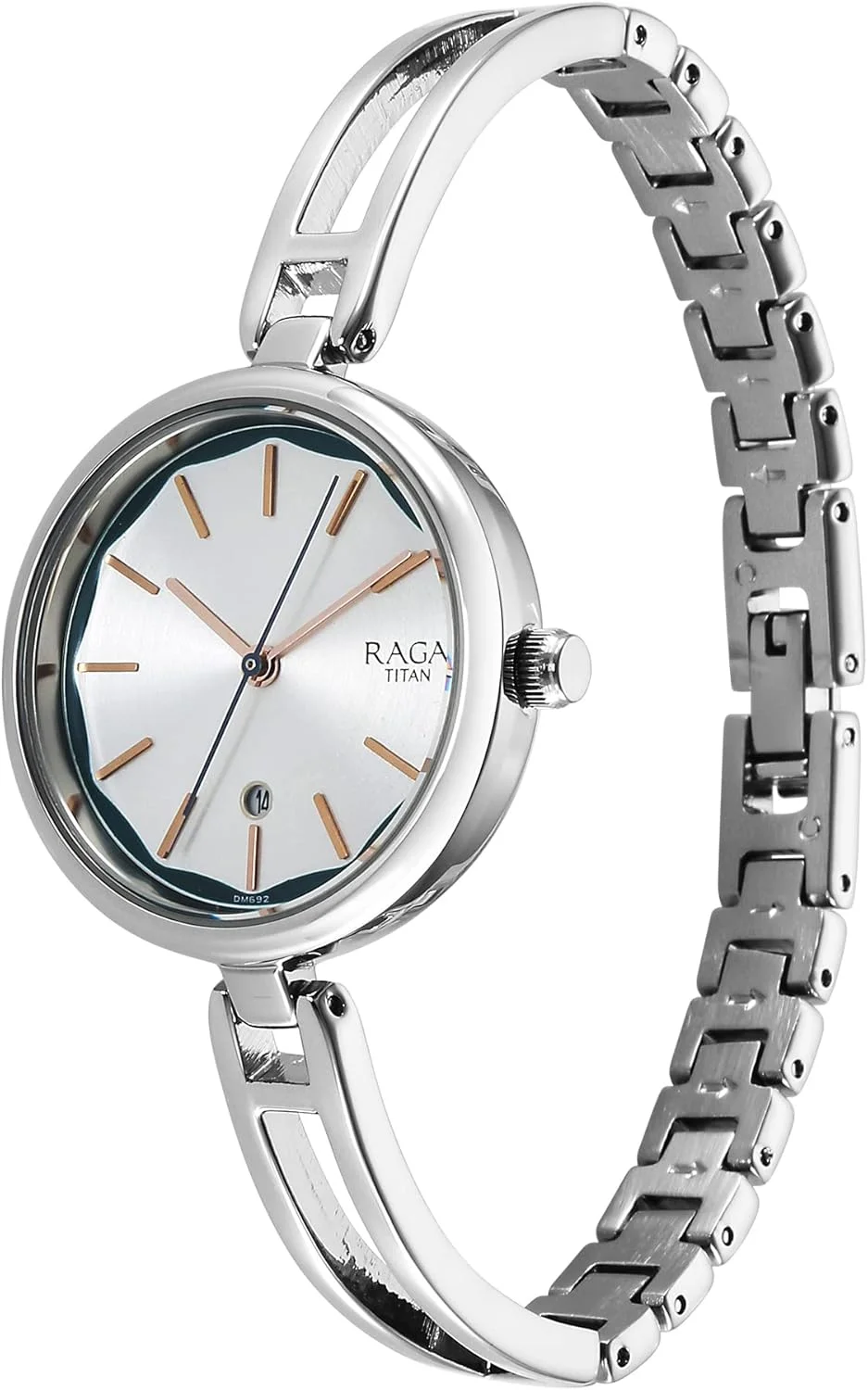 ساعت مچی زنانه تیتان راگا ویوا با صفحه نقره ای و بند فلزی - 2683SM01