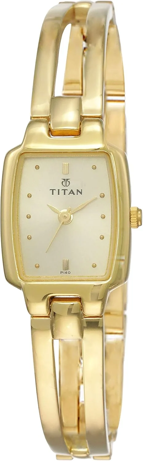 ساعت مچی آنالوگ زنانه تایتان کارিশما با صفحه طلایی - NL2131YM04/NP2131YM04