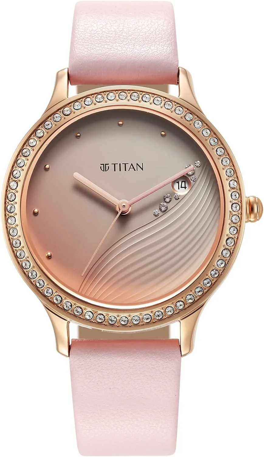 ساعت مچی عقربه ای زنانه تایتان با صفحه صورتی