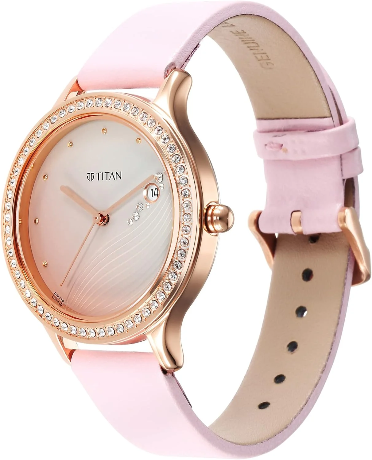 ساعت مچی عقربه ای زنانه تایتان با صفحه صورتی