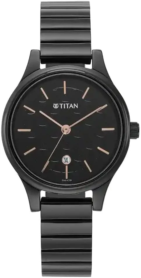 ساعت مچی عقربه ای زنانه تیتان با صفحه مشکی