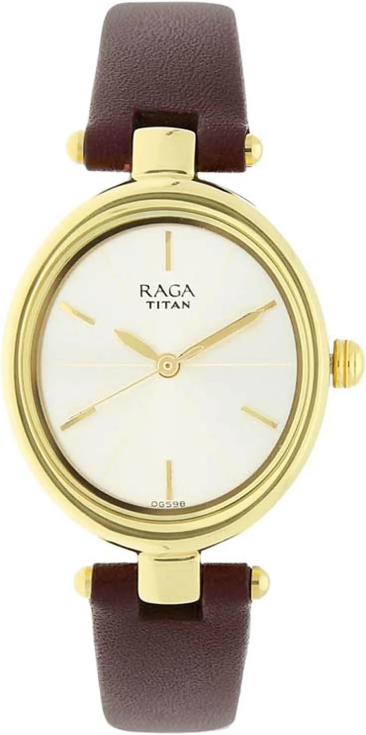 ساعت مچی زنانه آنالوگ تیتان راگا ویوا با صفحه شامپاین مدل NL2579YL01/NR2579YL01