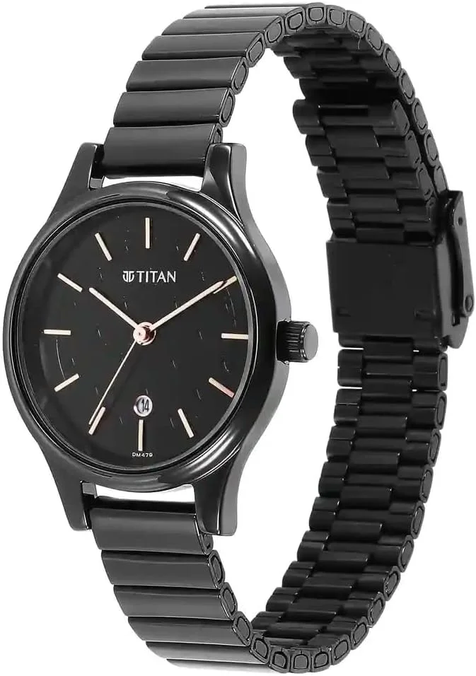 ساعت مچی عقربه ای زنانه تیتان با صفحه مشکی