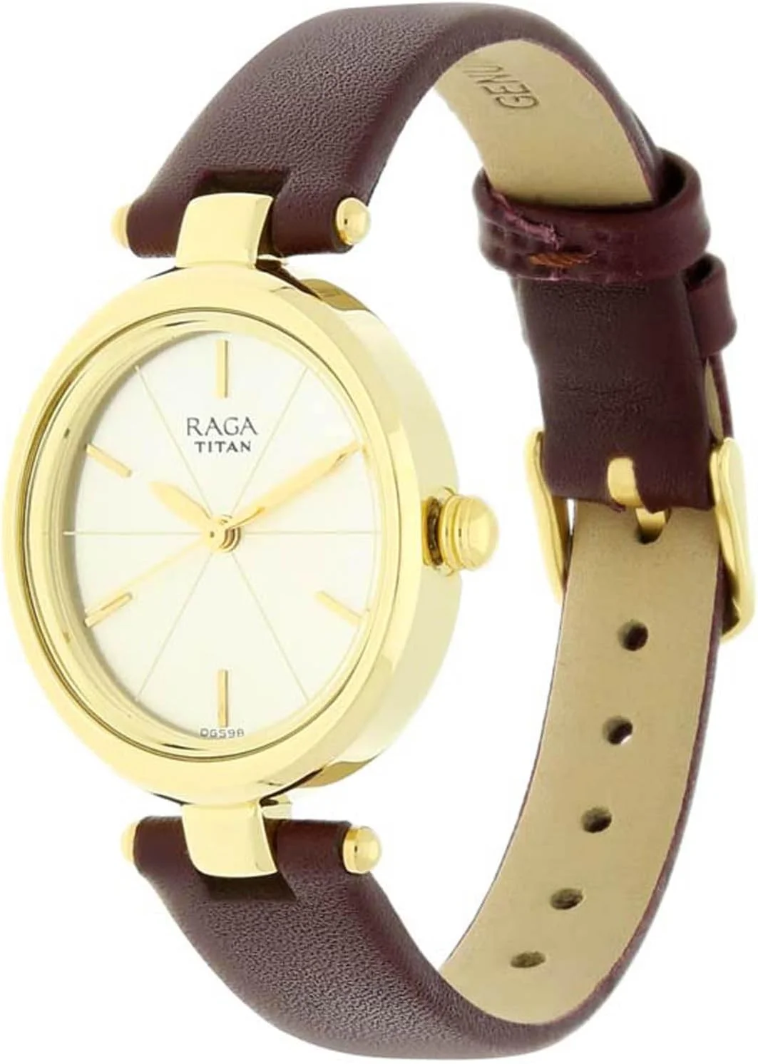 ساعت مچی زنانه آنالوگ تیتان راگا ویوا با صفحه شامپاین مدل NL2579YL01/NR2579YL01