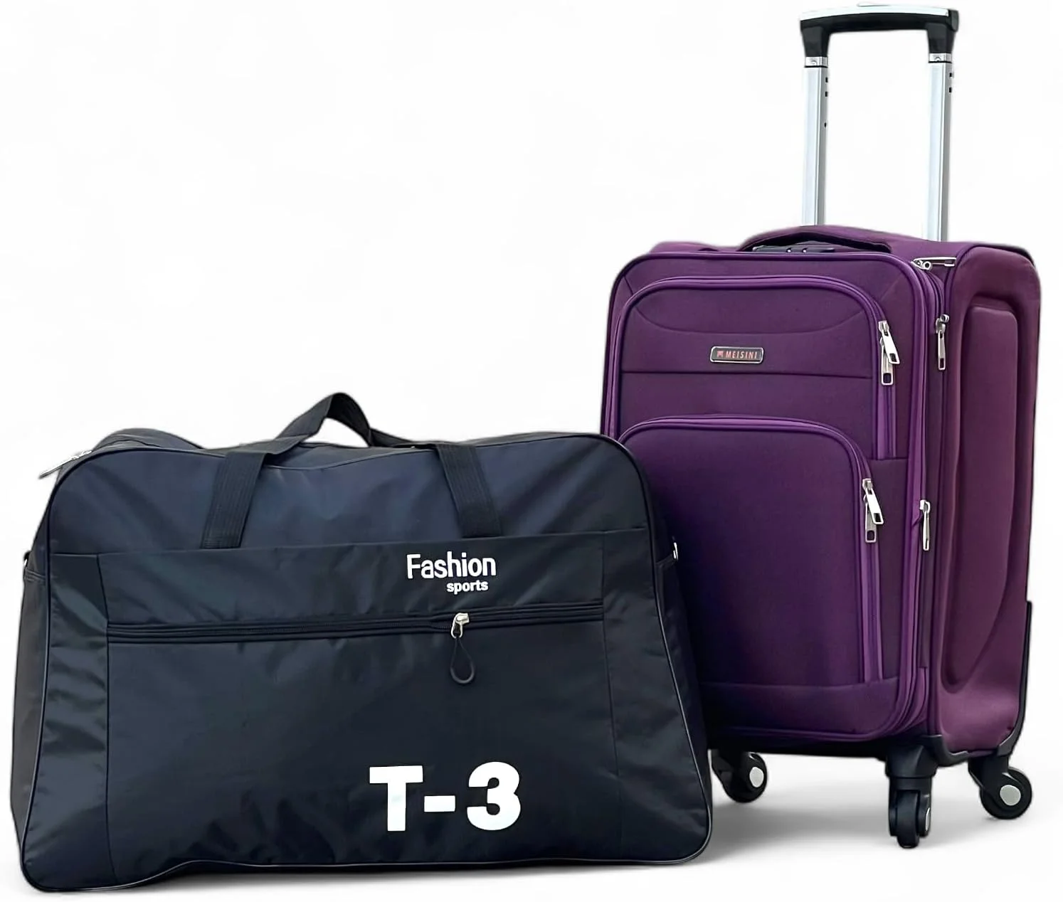 چمدان سبک وزن 20 اینچی (7-10 کیلوگرم) با چرخ های اسپینر و قفل ایمن مناسب کابین هواپیما - ست کیف دستی بادوام مدل T3 (بنفش)