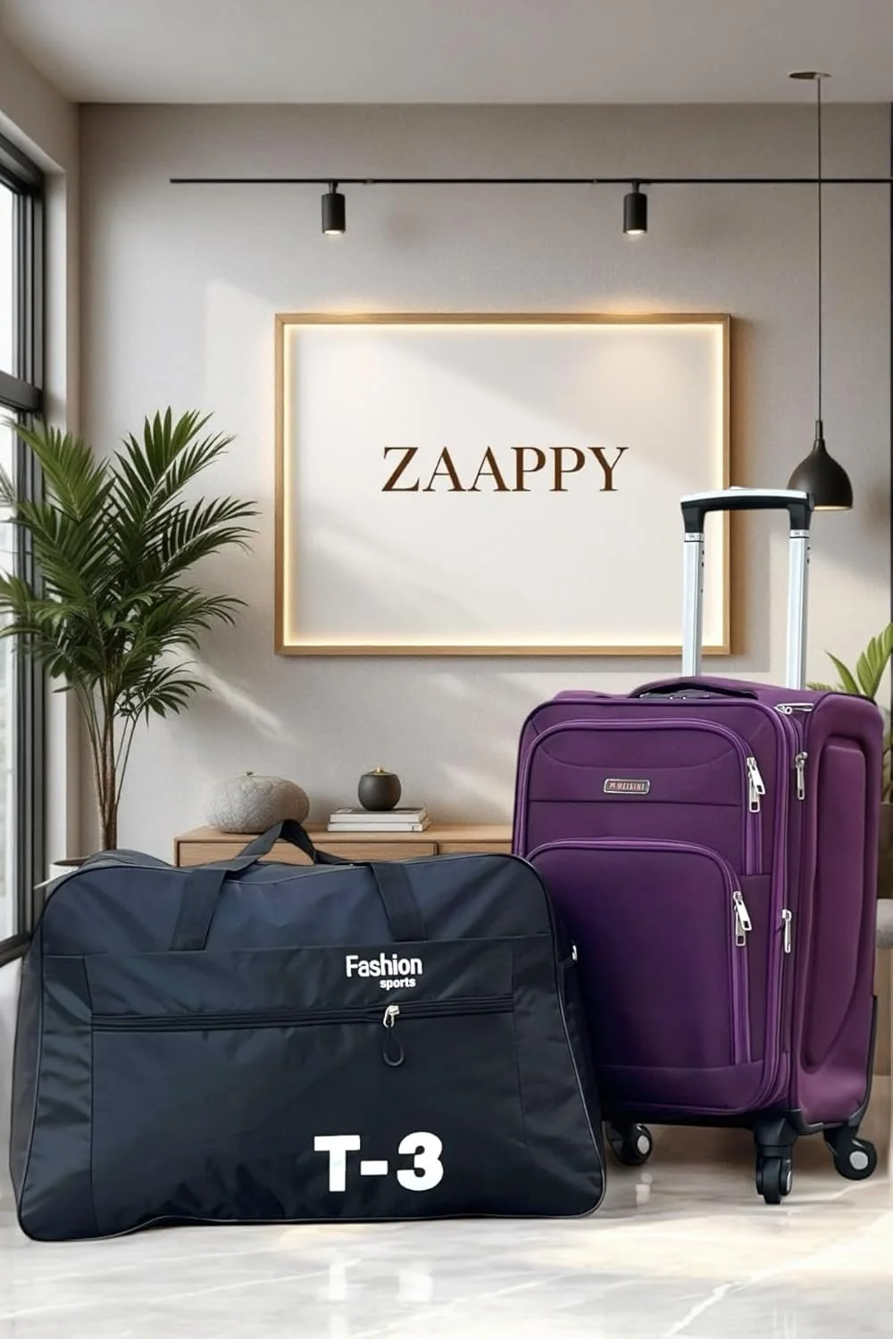 چمدان سبک وزن 20 اینچی (7-10 کیلوگرم) با چرخ های اسپینر و قفل ایمن مناسب کابین هواپیما - ست کیف دستی بادوام مدل T3 (بنفش)