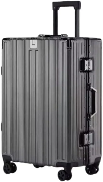 چمدان ترولی مسافرتی سایز کابین 20 اینچی (7-10 کیلوگرم) با فریم آلومینیومی و بدنه پلی کربنات نشکن، دارای چرخ های دوبل 360 درجه (خاکستری، سایز کابین - 20 اینچ)