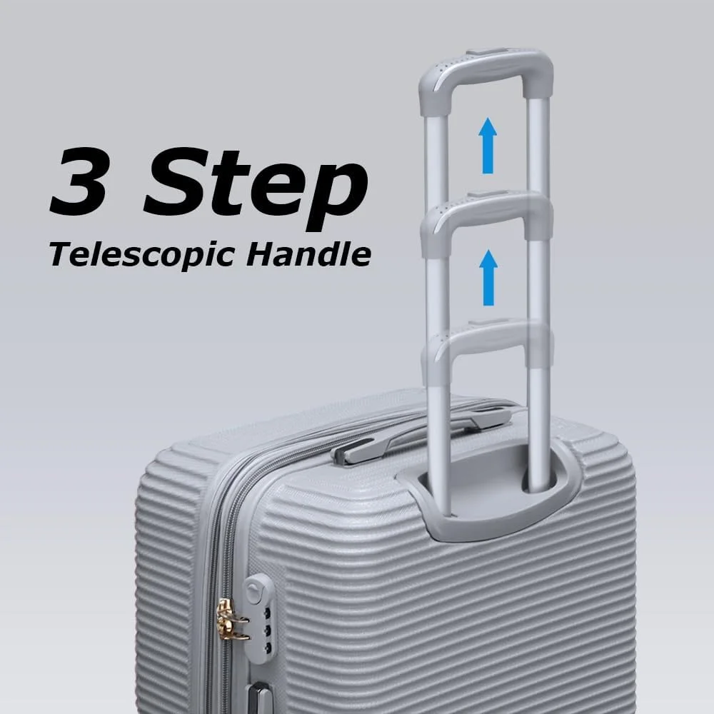 چمدان سخت پوسته آبی رنگ سایز 20 اینچ (7-10 کیلوگرم) با قابلیت افزایش حجم، چرخ‌های گردان روان و قفل ترکیبی ایمن