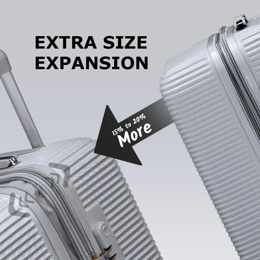 چمدان سخت پوسته آبی رنگ سایز 20 اینچ (7-10 کیلوگرم) با قابلیت افزایش حجم، چرخ‌های گردان روان و قفل ترکیبی ایمن