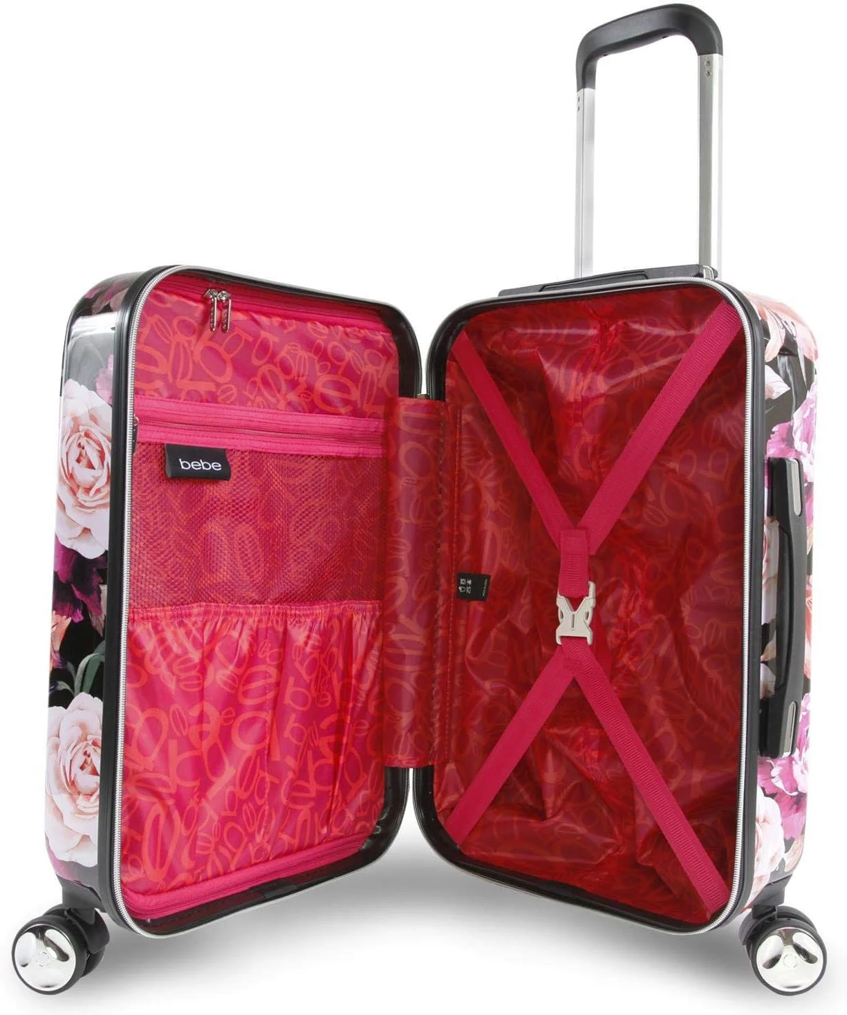 چمدان چرخشی سایز کابین مدل Marie 21 اینچی زنانه BEBE، طرح گل مشکی، سایز One Size
