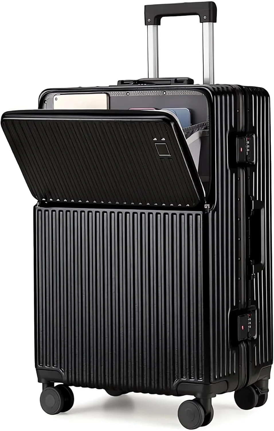 چمدان مسافرتی ABS ومارت، کیف ترولی کابین با قفل ترکیبی و 4 چرخ گردان، هارد شل ABS+PC (مشکی 20 اینچ)