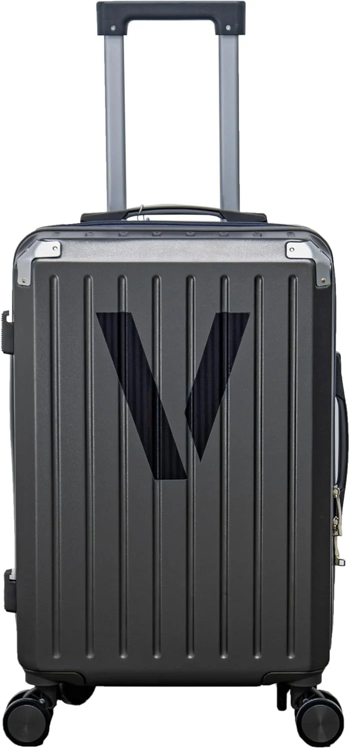 چمدان کابین سایز بدنه سخت، جنس PC+ABS، سایز 20 اینچ، خاکستری، چمدان 57 سانتی‌متری با چرخ‌های دوبل، ظرفیت 10 کیلوگرم، کیف مسافرتی سبک