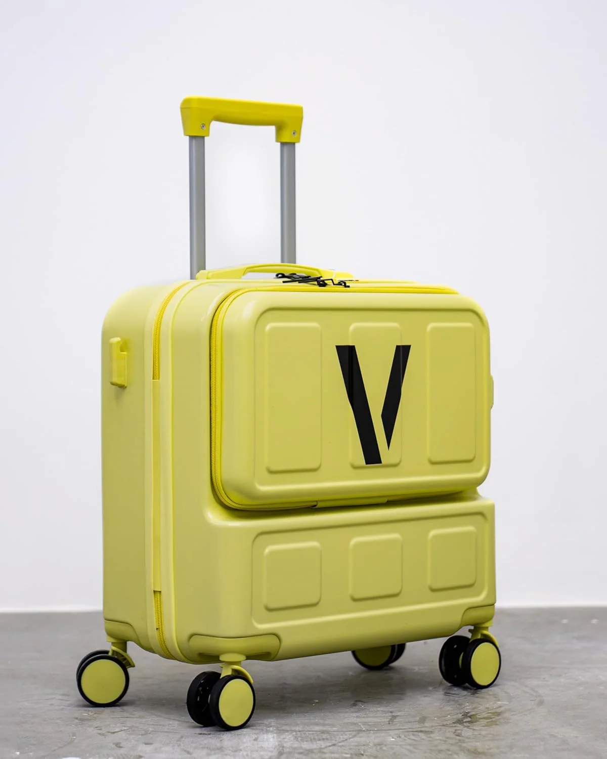 چمدان چرخشی سایز کابین - 47 سانتی متر، جنس: PC+ABS، زرد