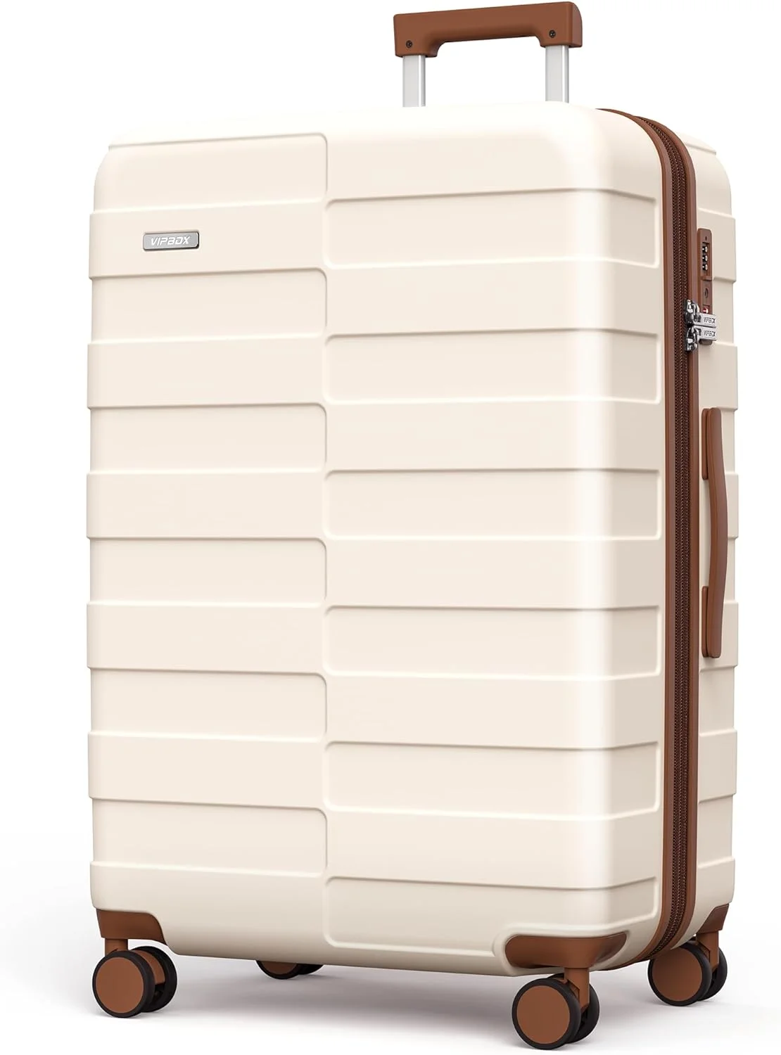 چمدان سایز بزرگ 28 اینچی بدنه سخت، سبک وزن، با قابلیت افزایش حجم، ظرفیت بزرگ 75 سانتی متر، پلی کربنات بسیار بادوام، چمدان مسافرتی با قفل TSA و چرخ های اسپینر، سفید شیک