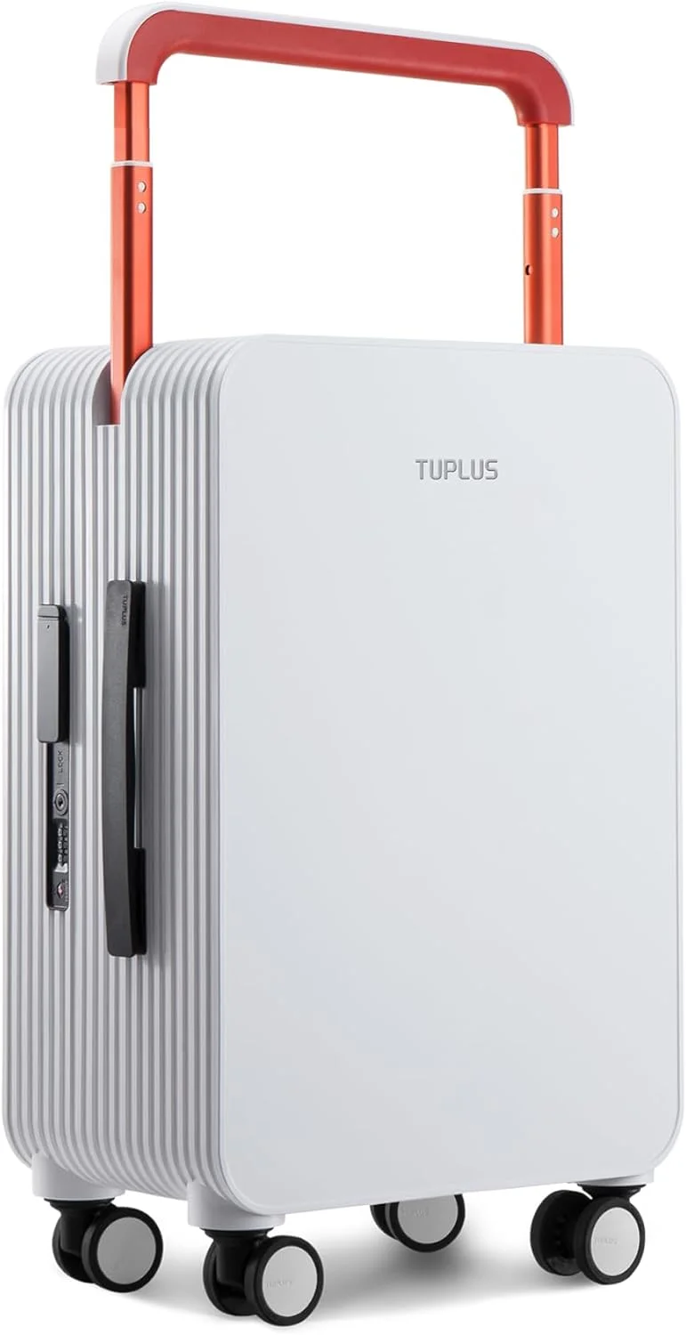 چمدان سخت پوسته تعادل TUPLUS با چرخ‌های دوبل اسپینر، سایز کابین 20 اینچ، بی‌صدا، قفل TSA، سفید، سایز کابین 20 اینچ