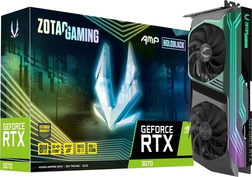 کارت گرافیک ZOTAC GAMING GeForce RTX 3070 AMP Holo LHR - 8GB GDDR6، 256Bit، PCI Express4.0، 3 پورت DisplayPort 1.4a، 1 پورت HDMI 2.1، (تا 7680x4320@60Hz) | ZT-A30700F-10PLHR کارت گرافیک ZOTAC GAMING GeForce RTX 3070 AMP Holo LHR - 8GB GDDR6، 256Bit، PCI Express4.0، 3 پورت DisplayPort 1.4a، 1 پورت HDMI 2.1، (تا 7680x4320@60Hz) | ZT-A30700F-10PLHR
