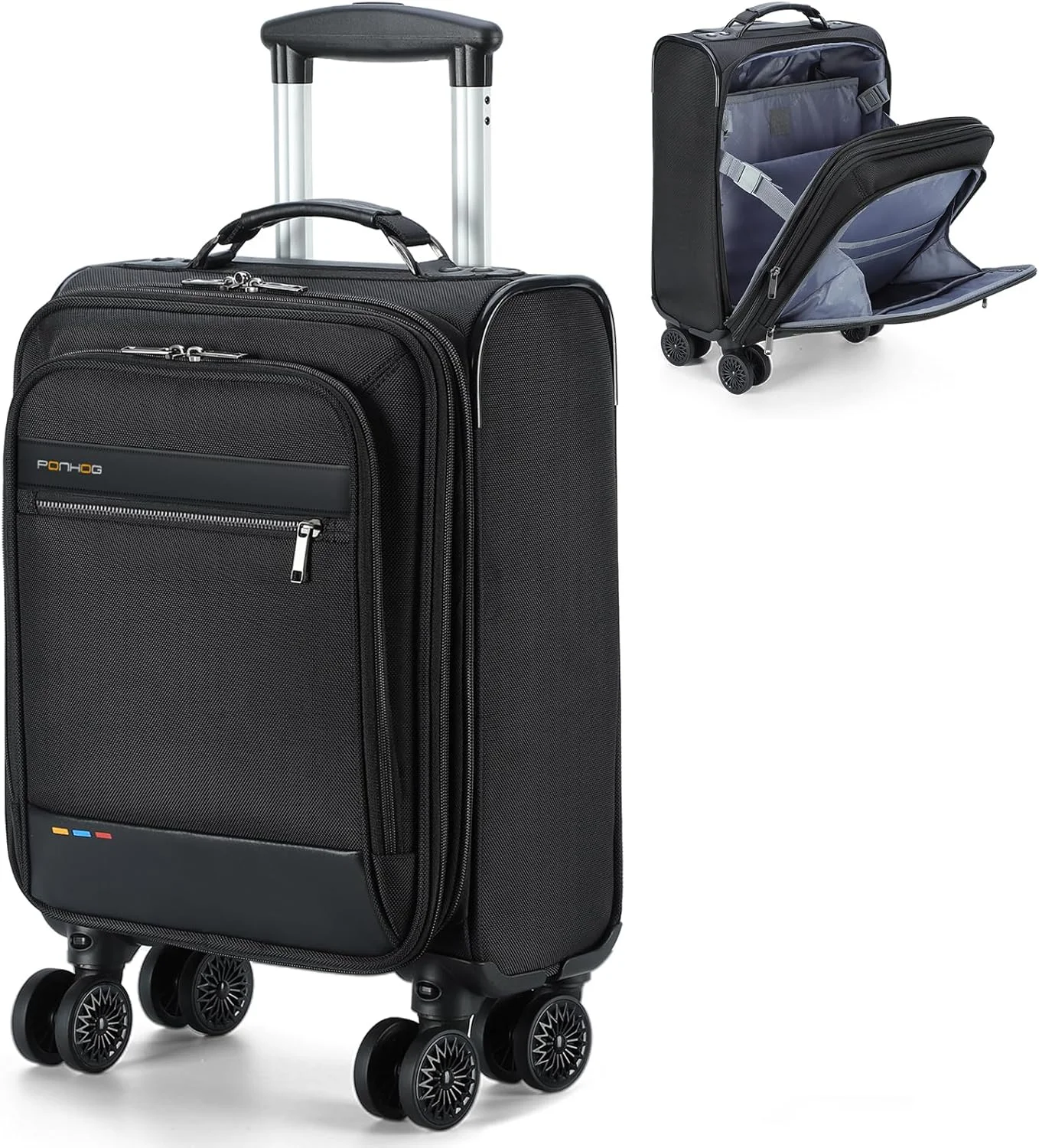 چمدان کابین سایز توکومیمو با چرخ، کیف زیر صندلی 16 اینچی قابل افزایش حجم، کیف وسایل شخصی مورد تایید خطوط هوایی برای آقایان و بانوان، مشکی