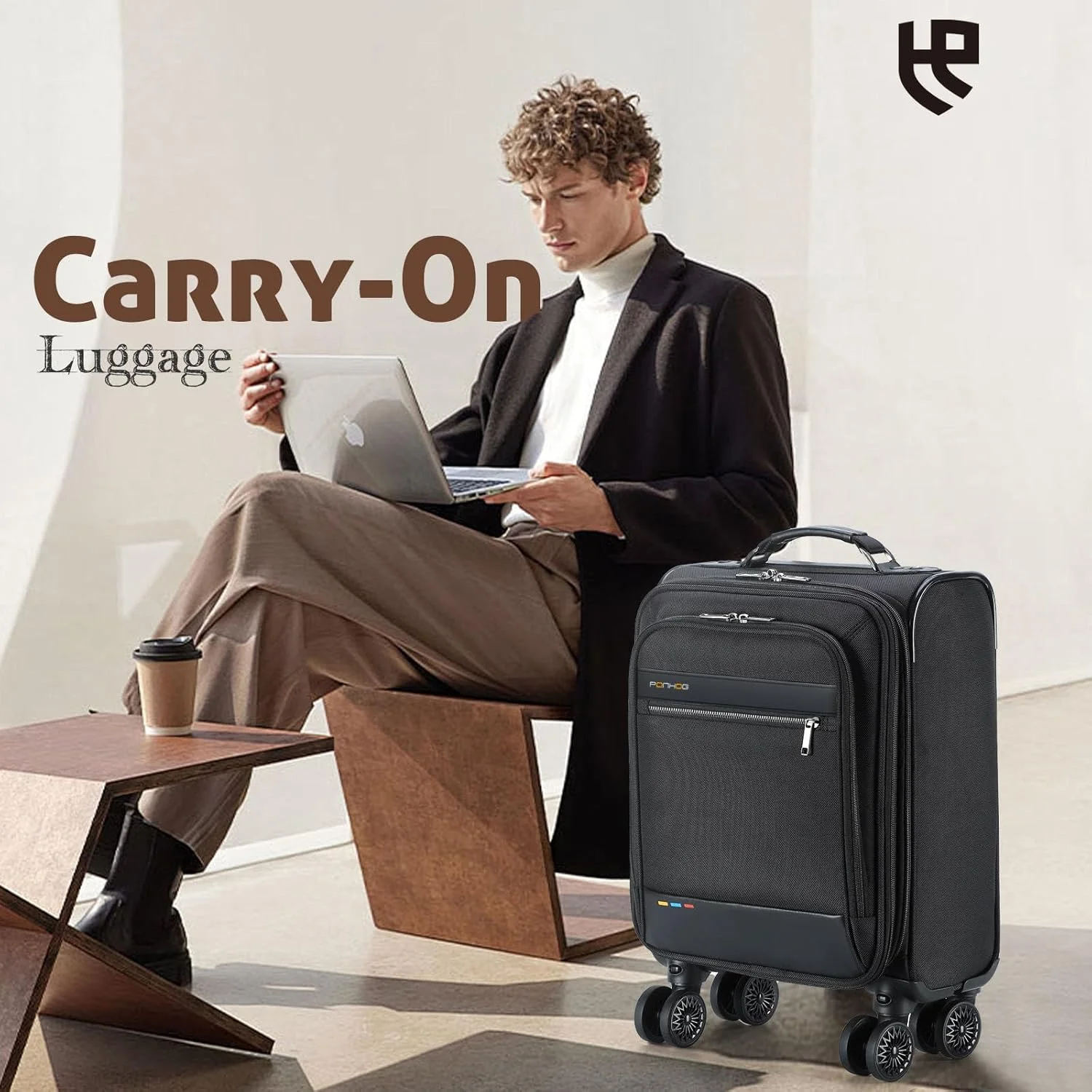 چمدان کابین سایز توکومیمو با چرخ، کیف زیر صندلی 16 اینچی قابل افزایش حجم، کیف وسایل شخصی مورد تایید خطوط هوایی برای آقایان و بانوان، مشکی