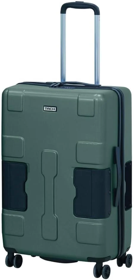 چمدان کابین سایز چرخشی TACH V3 | سایز 20 اینچ | دارای 2 پورت شارژ USB | جای قمقمه | سیستم اتصال داخلی ثبت شده | اتصال آسان 6 چمدان | سبز