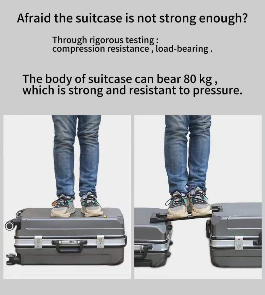 چمدان سه لایه سوییس کیس، سایز 20 اینچ، مشکی، با 4 چرخ دوبل 360 درجه روان و قفل ترکیبی سه تایی، و پورت USB، مدل XCF-Black20