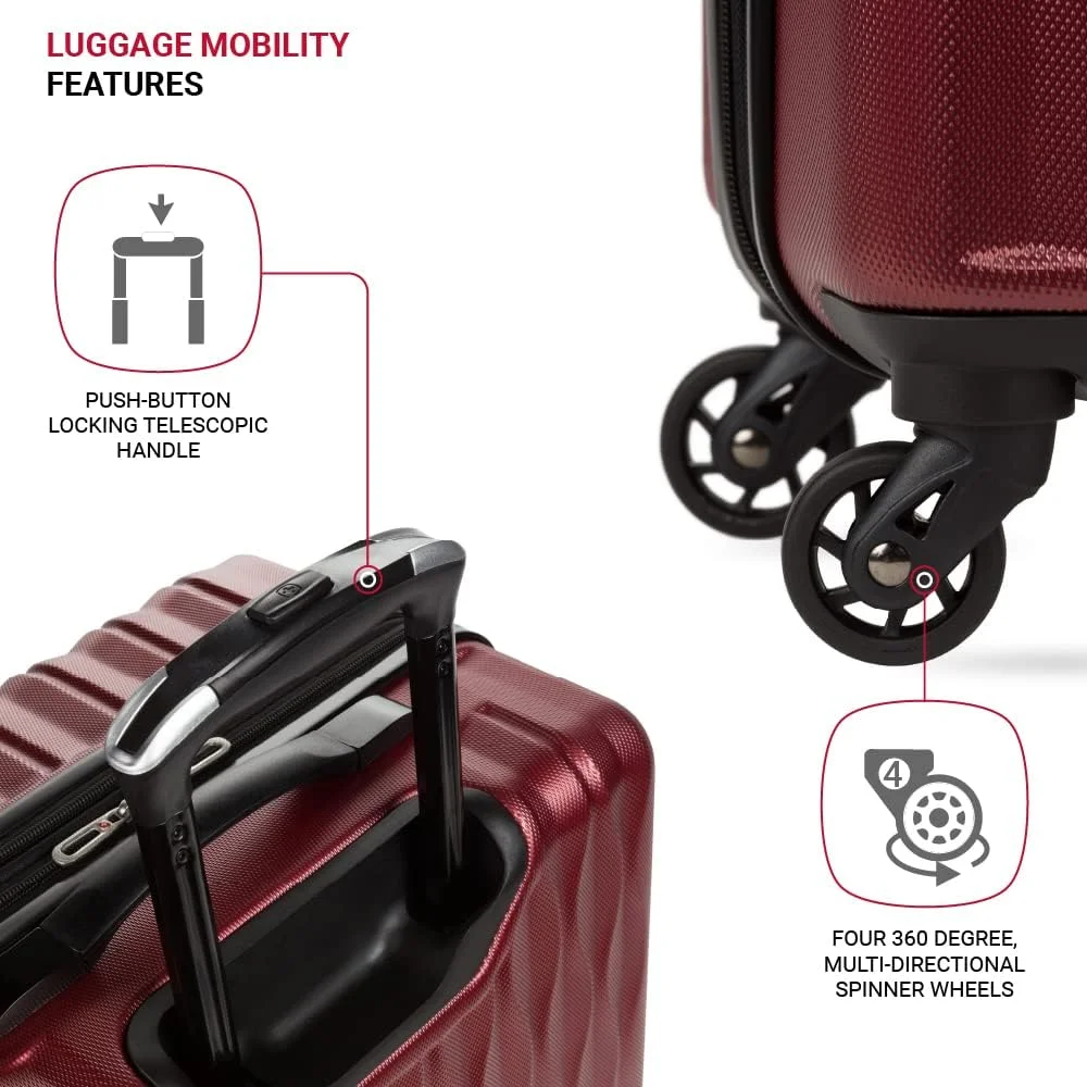 چمدان سخت بدنه چرخشی SwissGear 8018 با قابلیت افزایش حجم