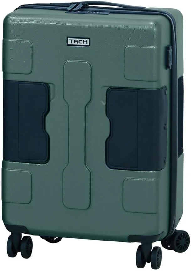 چمدان کابین سایز چرخشی TACH V3 | سایز 20 اینچ | دارای 2 پورت شارژ USB | جای قمقمه | سیستم اتصال داخلی ثبت شده | اتصال آسان 6 چمدان | سبز