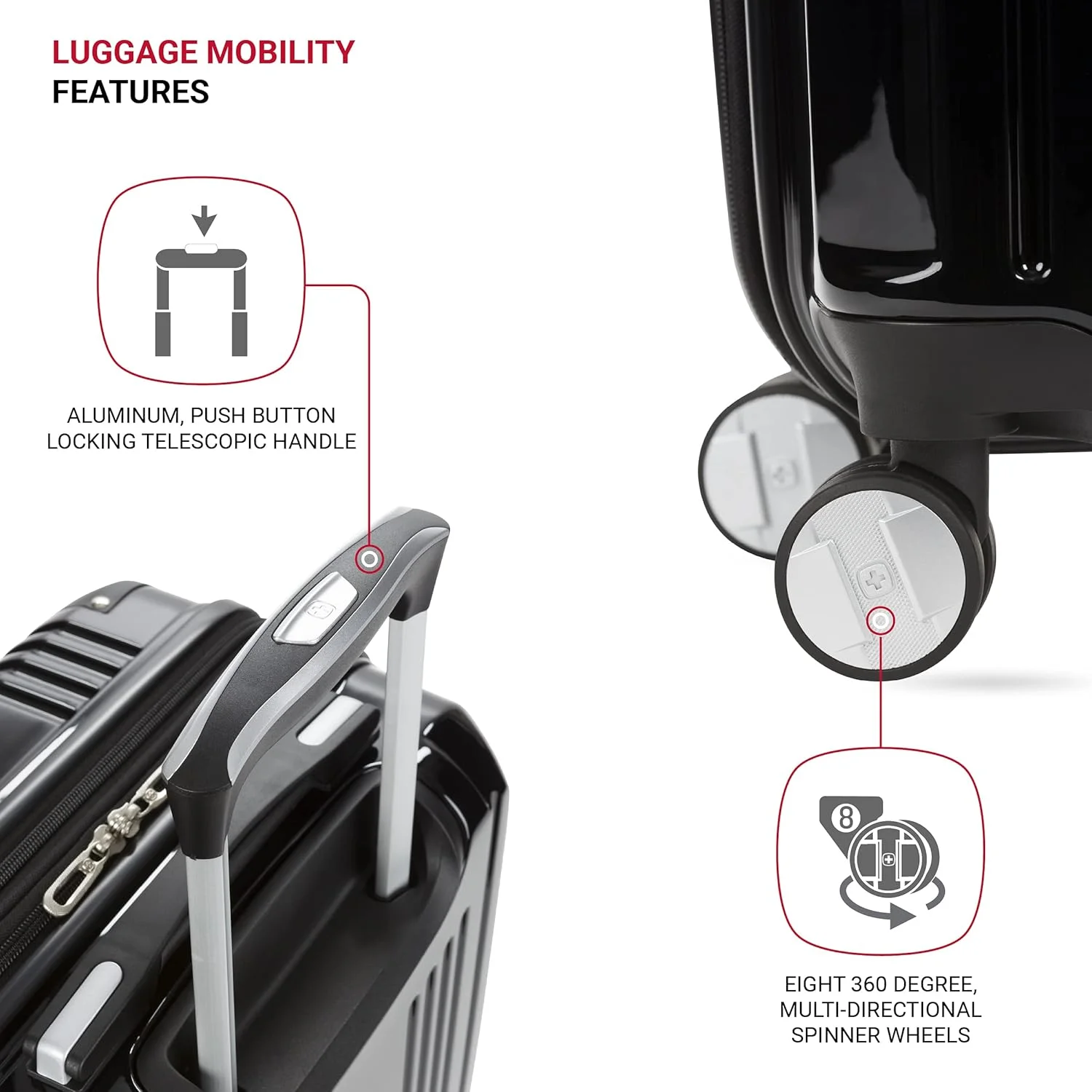 چمدان سخت SwissGear 7786 با قابلیت افزایش حجم و چرخ های اسپینر