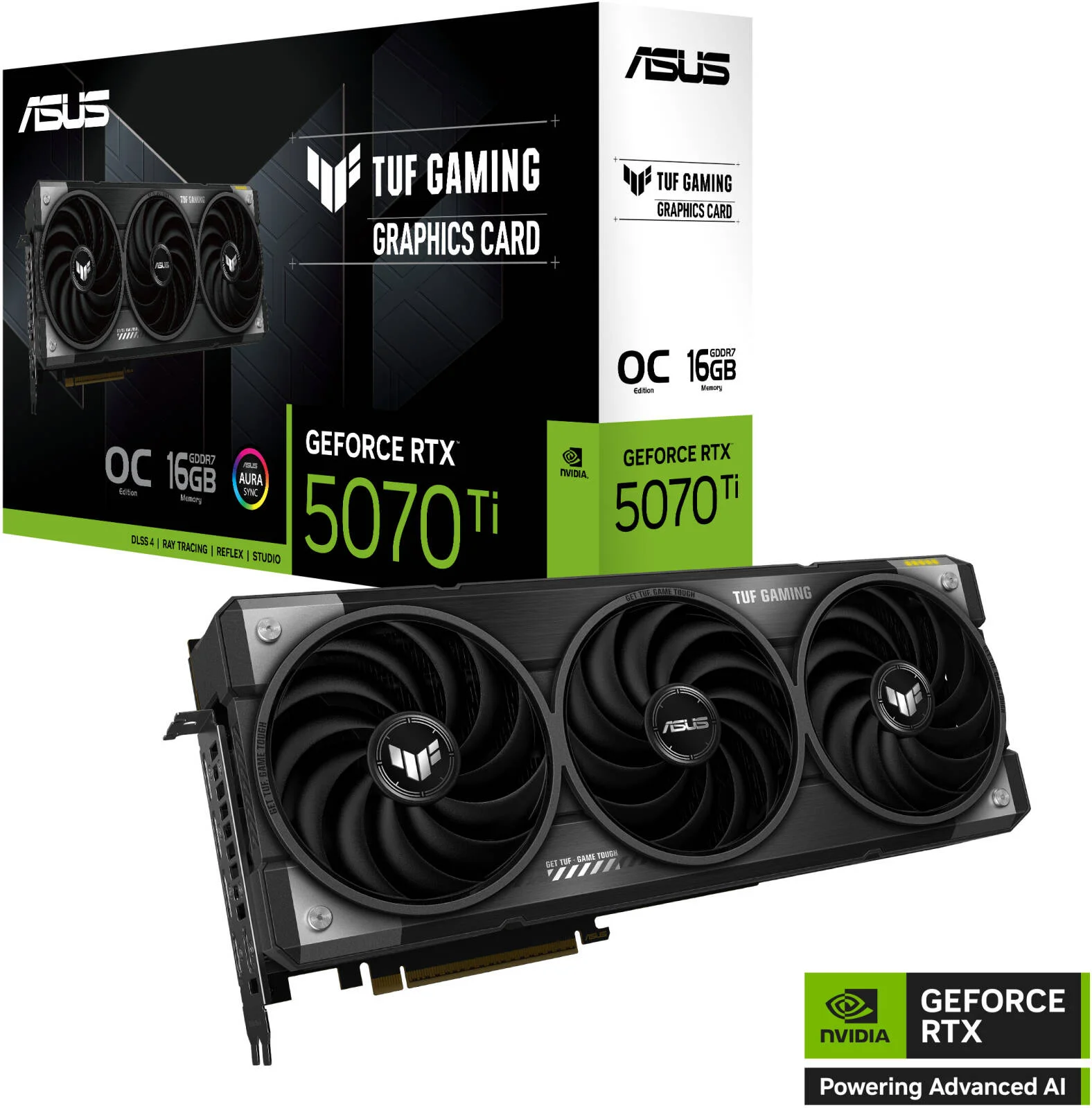 کارت گرافیک ایسوس TUF Gaming GeForce RTX 5070 Ti OC Edition، حافظه 16 گیگابایت GDDR7 256 بیتی، فرکانس بوست 2588 مگاهرتز، 8960 هسته CUDA، سرعت حافظه 28 گیگابیت بر ثانیه، PCI Express 5.0 | 90YV0MD0-M0NA00