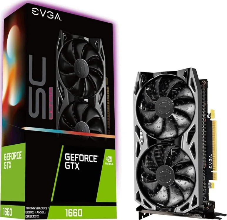 کارت گرافیک EVGA GeForce GTX 1660 SC Ultra Gaming با 6 گیگابایت حافظه GDDR5، 192 بیت، PCIe 3.0، دو فن، دارای صفحه پشتی فلزی | 06G-P4-1067-KR