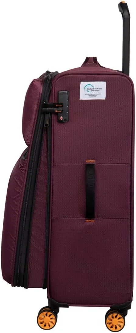 چمدان کابین IT - چمدان های نرم با چرخ های اسپینر، دسته تلسکوپی و زیپ های ضد گیر (44 لیتر، ست مسافرتی سبک وزن) (شرابی، سایز کابین کوچک 21 اینچ)
