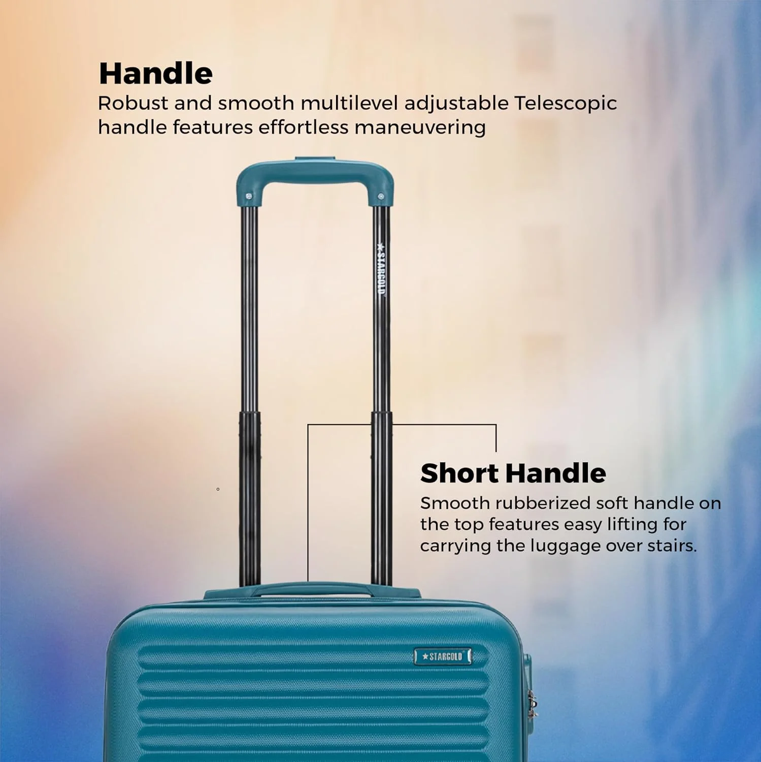 چمدان تک کابین سایز 16 اینچ استارگلد با 4 چرخ گردان - T81D Hanbor Blue