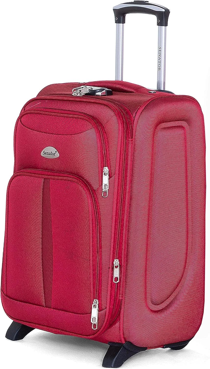 چمدان کابین سایز سخت سناتور 20 اینچی کوچک چرخ دار مناسب برای همه | چمدان فوق سبک با چرخ های اسپینر 4 (کابین سایز 20 اینچ، زرشکی)