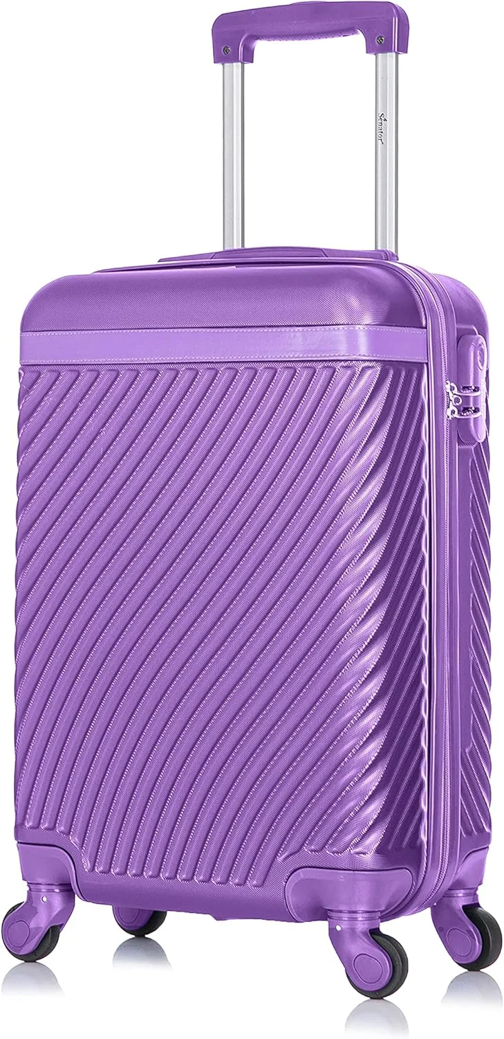 چمدان سبک وزن سخت سناتور ABS با 4 چرخ چرخان بی صدا مدل KH1065 (سایز کابین 20 اینچی، بنفش هایلایت)