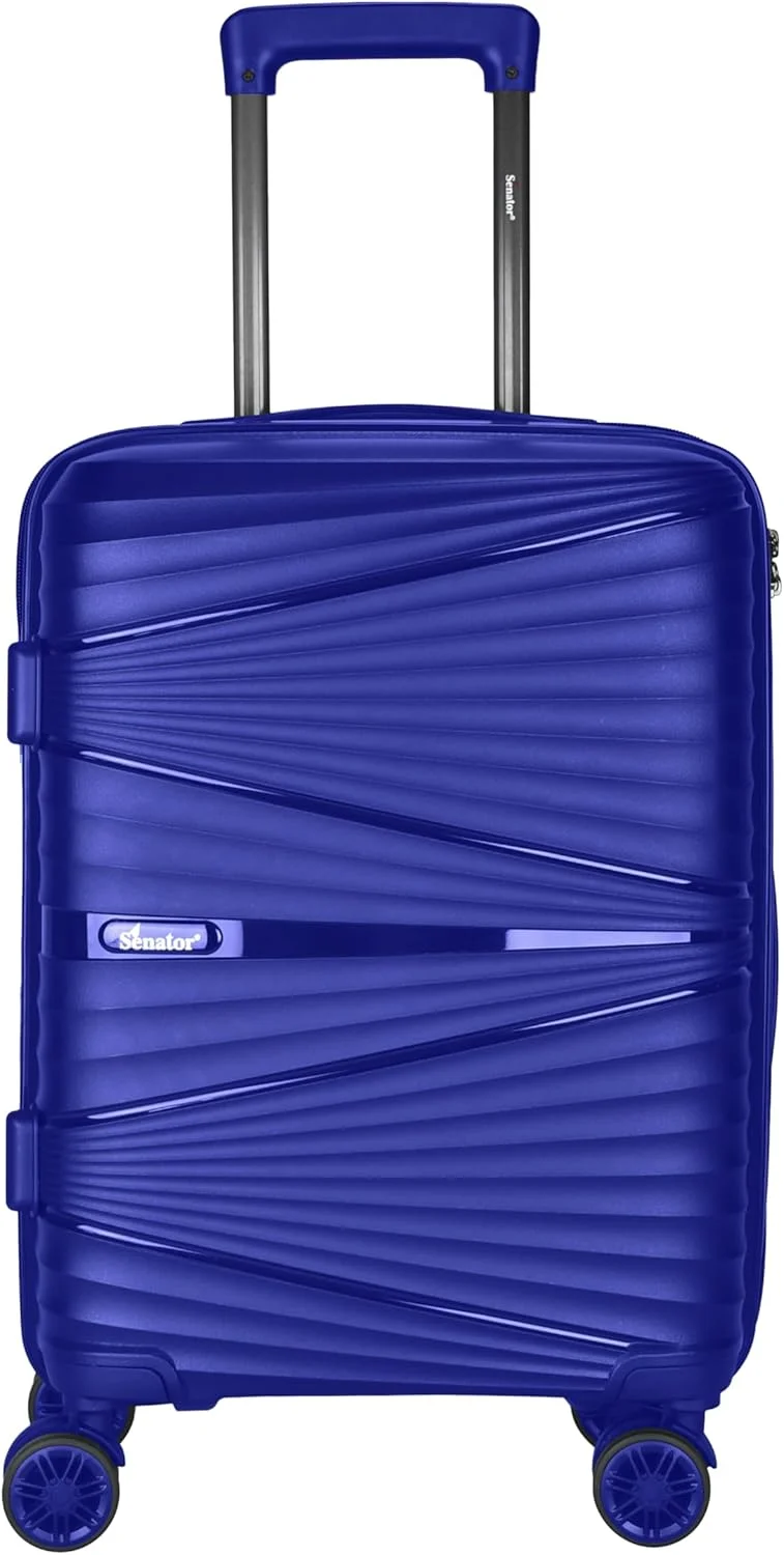چمدان سخت سناتور مناسب برای استفاده مشترک، سبک وزن PP، 4 چرخ دوبل، قفل ترکیبی KH1005 (سایز کابین 20 اینچ، آبی)