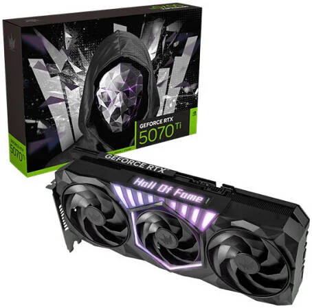 کارت گرافیک GALAX GeForce RTX 5070 Ti HOF Gaming Black Edition، حافظه 16 گیگابایت GDDR7 256 بیتی، فرکانس بوست 2610 مگاهرتز، سرعت حافظه 28 گیگابیت بر ثانیه، 8960 هسته CUDA، PCI-E 5.0، مشکی | G-B37XB-57IZN6MDCXHS-GALG