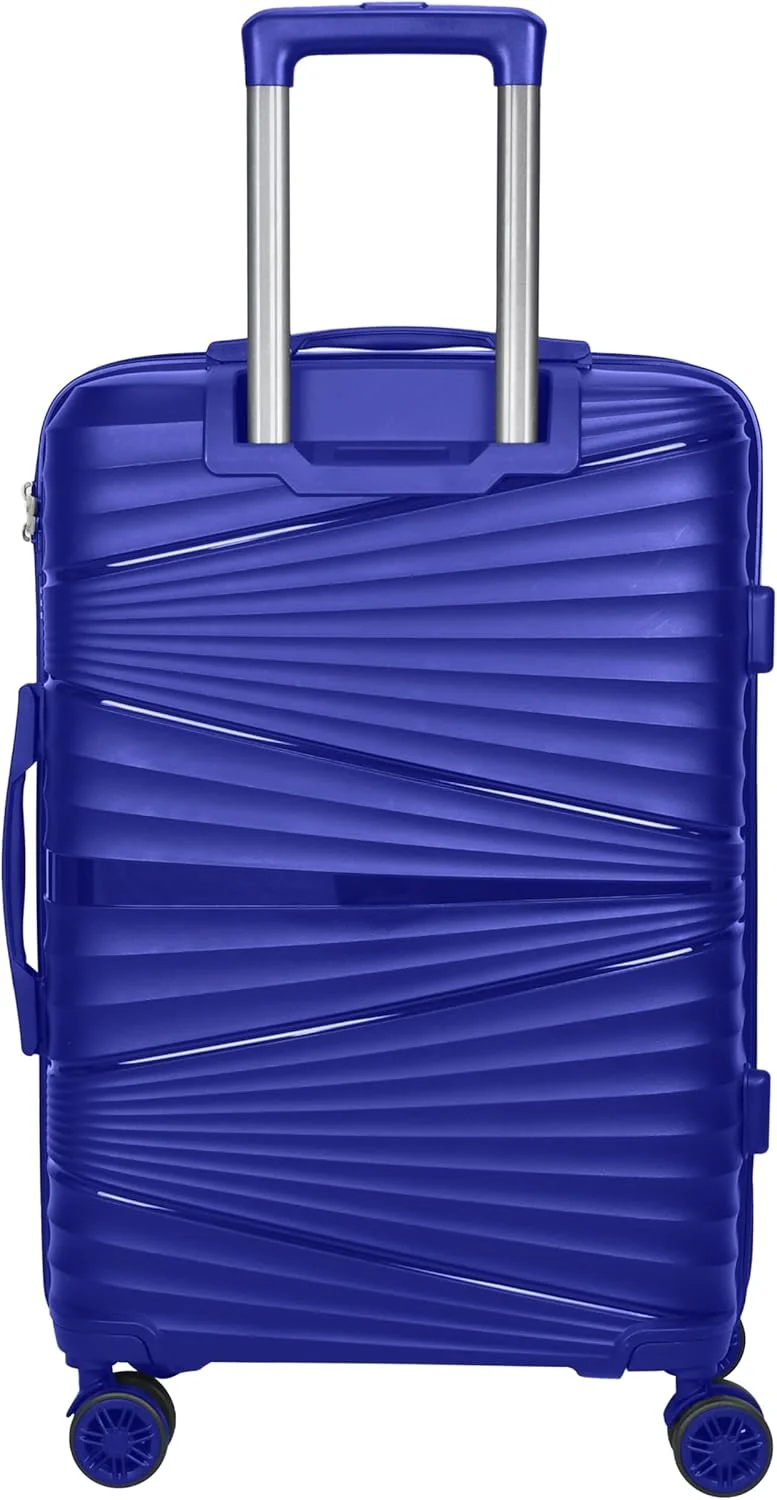 چمدان سخت سناتور مناسب برای استفاده مشترک، سبک وزن PP، 4 چرخ دوبل، قفل ترکیبی KH1005 (سایز کابین 20 اینچ، آبی)