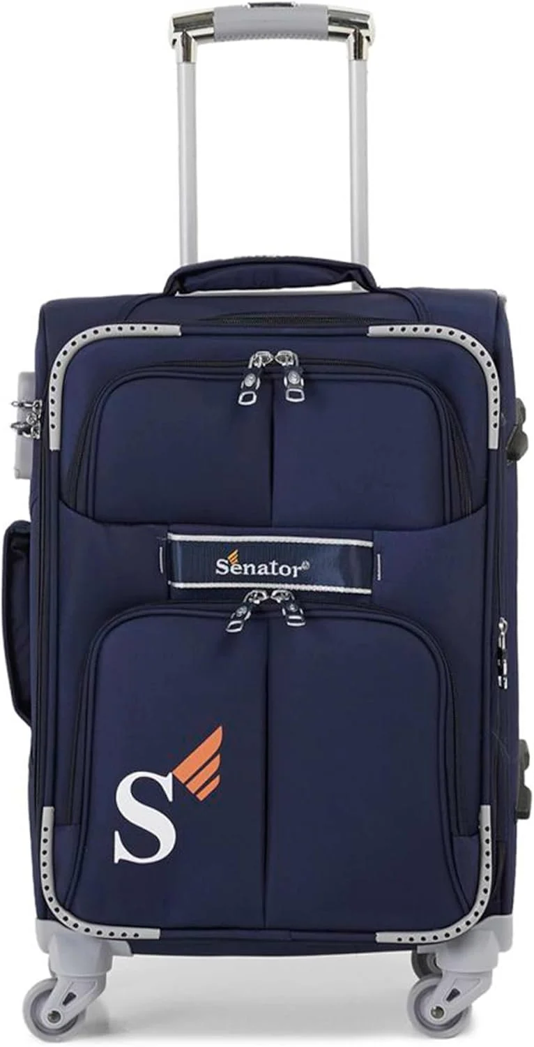 ست چمدان چرخدار نرم سناتور - ست 4 تکه چمدان سبک وزن قابل افزایش با چرخ های اسپینر 4 LL003 (ست 4 تایی، سرمه ای)