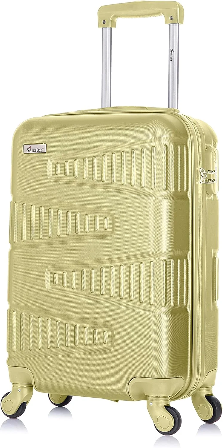 چمدان سخت و بادوام ABS سناتور، مناسب برای همه، کیف مسافرتی مدرن، چمدان کابین با 4 چرخ گردان تکی و روان مدل KH1075 (سایز کابین 20 اینچ، سبز چای)