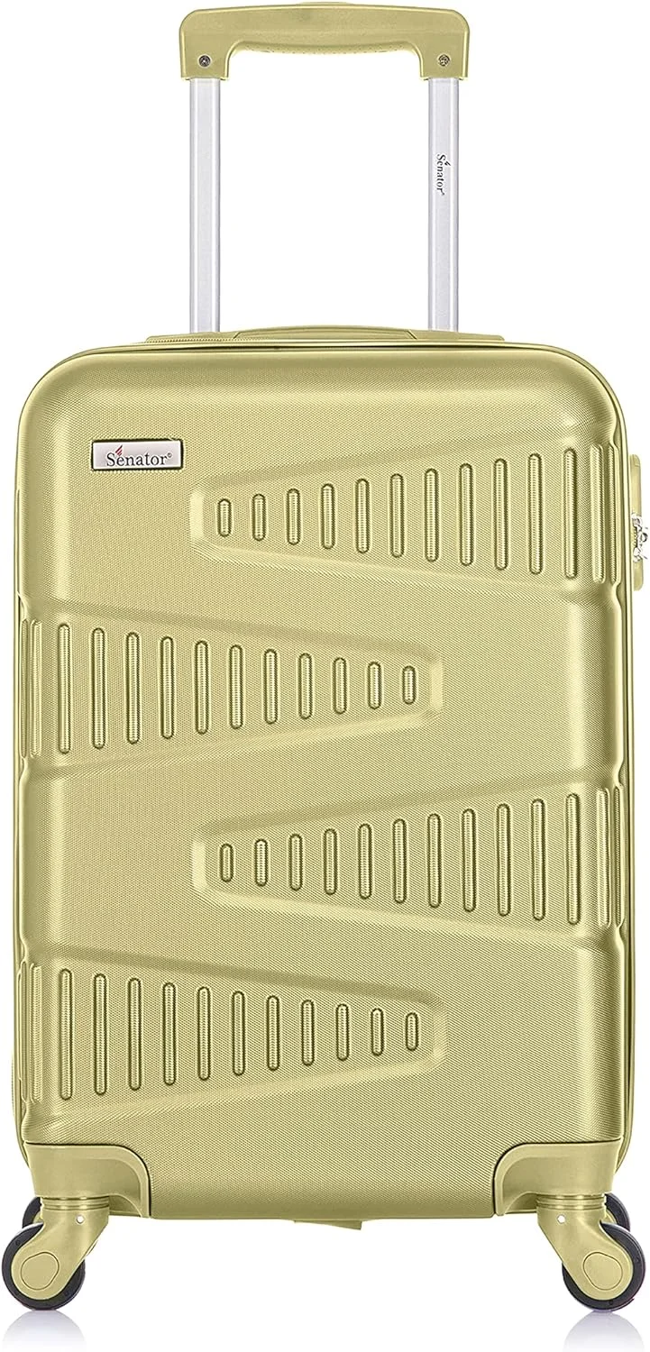 چمدان سخت و بادوام ABS سناتور، مناسب برای همه، کیف مسافرتی مدرن، چمدان کابین با 4 چرخ گردان تکی و روان مدل KH1075 (سایز کابین 20 اینچ، سبز چای)