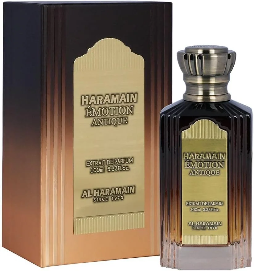 عطر ادو پرفیوم Emotion Antique الحرمین 100 میلی لیتر | عطر لوکس унисекс با رایحه مرکبات، ادویه ای و چوبی | رایحه عربی ماندگار در بطری شیک با الهام از عتیقه